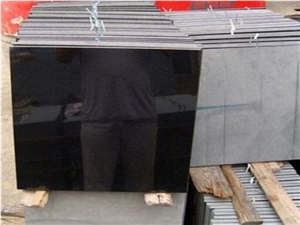 Polished Absolute Black Granite Tiles, Shanxi Black Granite