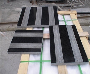 Shanxi Black Grantie Tiles with Groove Surface Finish, Shanxi Black , Absolute Black , Nero Assoluto Granite Slabs & Tiles Shanxi Black Grantie Tiles with Groove Surface Finish, Shanxi Black , Absolute Black , Nero Assoluto Granite Slabs & Tiles