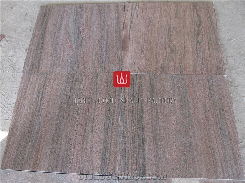 Pink-Vein Quartzite Honed Surface Slabs & Tiles, China Pink Quartzite