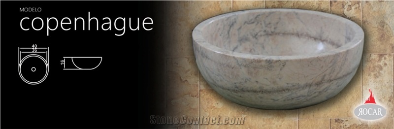 Copenhague - Marble Polished Wash Basin, Gris Aroche Grey Marble Sinks & Basins