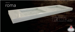 Modelo Roma Double Solid Farm Sink, Blanco Tranco White Marble Sinks Modelo Roma Double Solid Farm Sink, Blanco Tranco White Marble Sinks