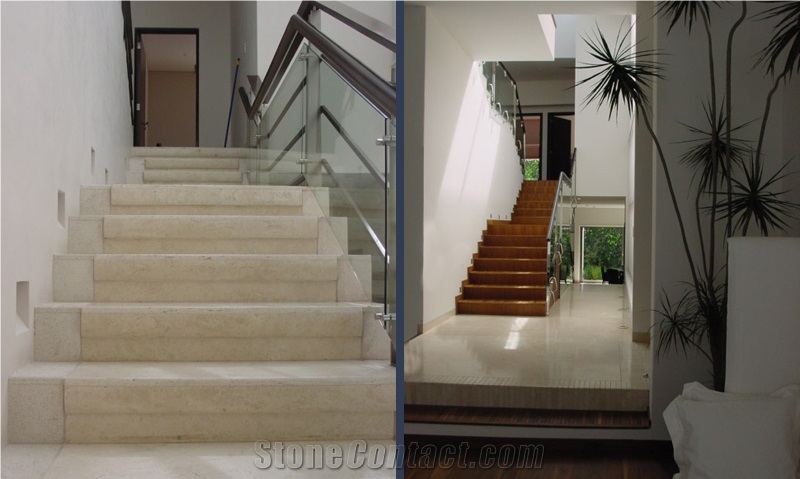 Crema Del Desierto Limestone Stairs