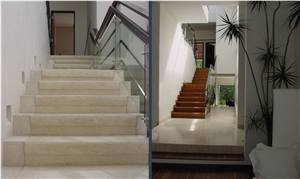 Crema Del Desierto Limestone Stairs