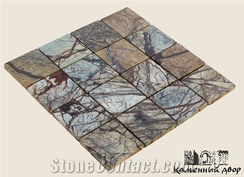 Rain Forest Brown Marble Brushed Mosaic