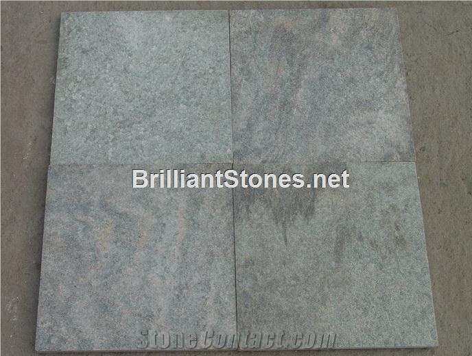 Green Quartzite Tiles Honed, China Green Quartzite