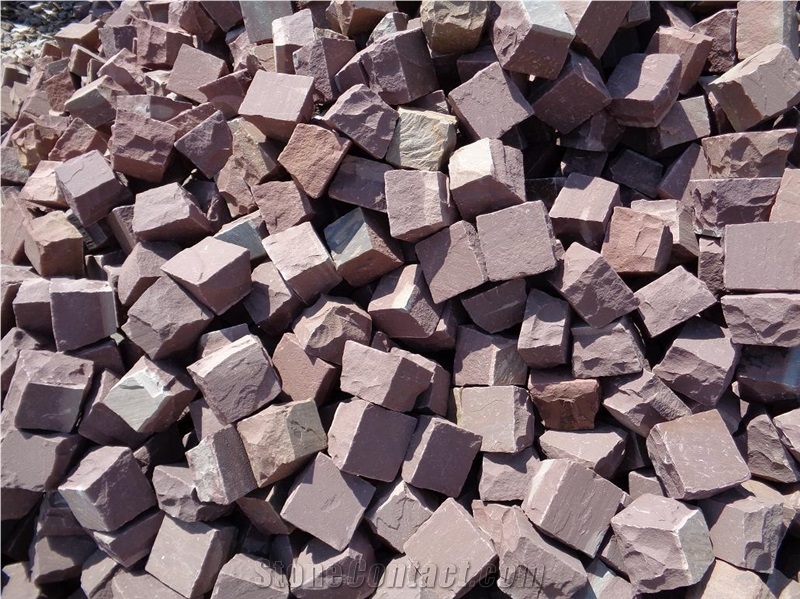 Red Sandstone Cubes, Chocklate Red Sandstoen Cubes,, Sandstoen Cubes, Pavers Red Sandstone