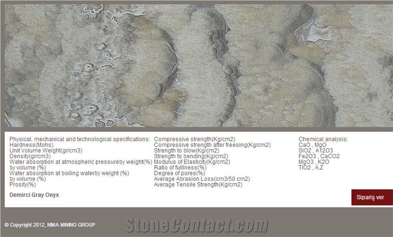 Demirci Gray Onyx Slabs, Tiles