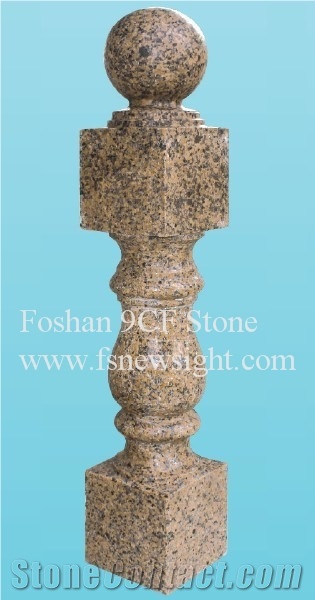 Granite(Red with Dark Dot) End Pillar 103x20x20 cm Square, Natural Red Granite Balustrade & Railings