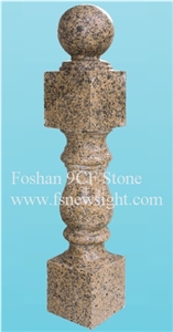Granite(Red with Dark Dot) End Pillar 103x20x20 cm Square, Natural Red Granite Balustrade & Railings