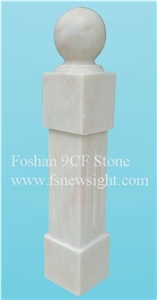Square End Pillar 103x20x20-2 cm White Marble Balustrade Railings