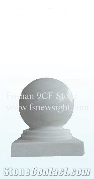 White Marble Ball Cap, Natural White Marble Pier Caps