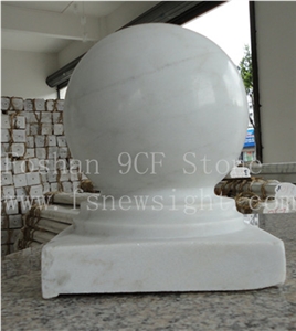 White Marble Ball Cap, Natural White Marble Pier Caps