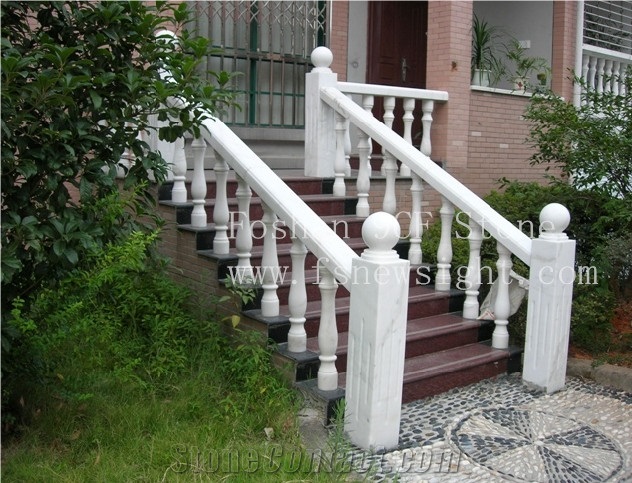 White Marble Baluster Balustrade/Handrail 80x12x12 cm Round