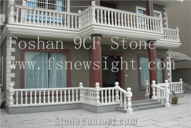 White Marble Balustrade 70x12x12cm Round Railing Handrails, White Marble Railings