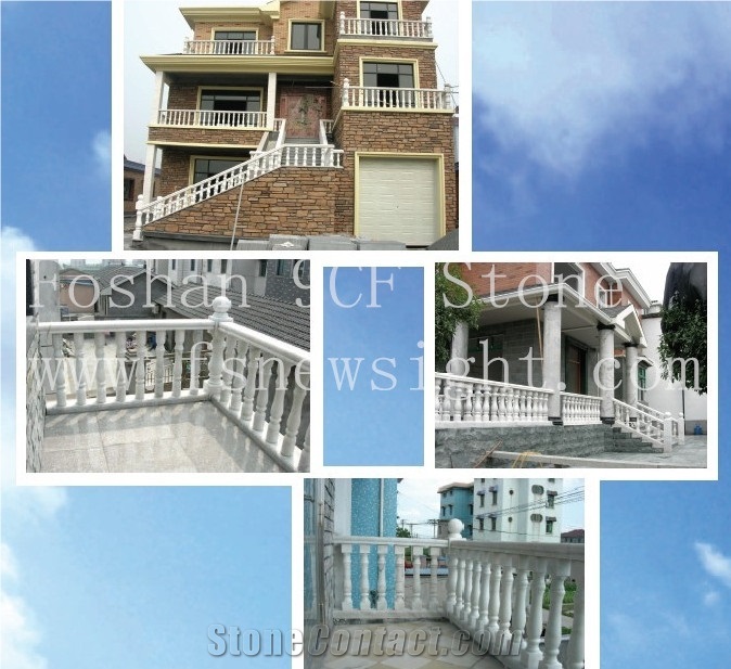 White Marble Balustrade 70x12x12cm Round Railing Handrails, White Marble Railings