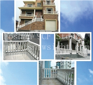 White Marble Balustrade 70x12x12cm Round Railing Handrails, White Marble Railings