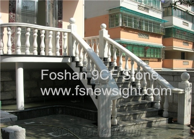 White Marble Balustrade/Stone Baluster 70x12x12 cm Round