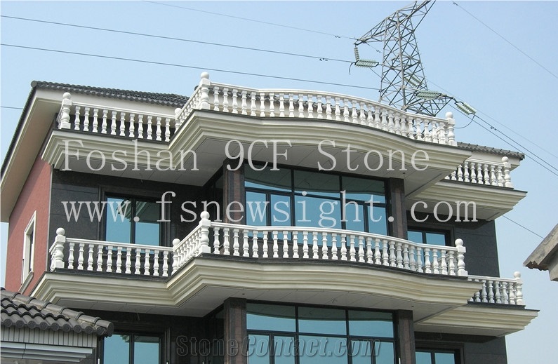 White Marble End Balustrade, White Marble Balustrade & Railings