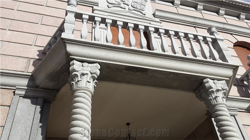 Columns, Pedestals, Grey Quintana White Granite, Gris Quintana Grey Granite Columns