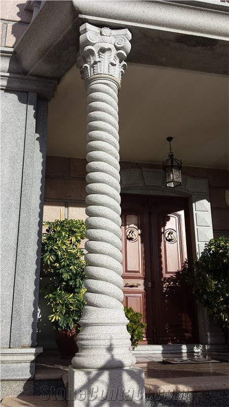 Columns, Pedestals, Grey Quintana White Granite, Gris Quintana Grey Granite Columns