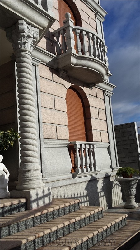 Columns, Pedestals, Grey Quintana White Granite, Gris Quintana Grey Granite Columns