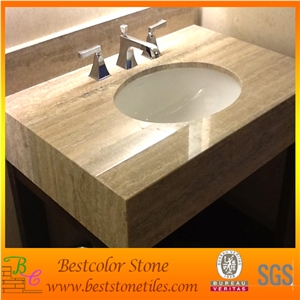 Travertine Vanity Top with Ceramic Sink for Hotel Bathroom Project Travertine Vanity Top with Ceramic Sink for Hotel Bathroom Project