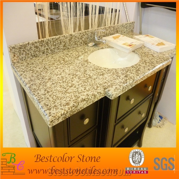 Travertine Vanity Top with Ceramic Sink for Hotel Bathroom Project