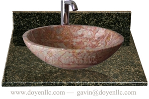 Agate Red Round Sinks with Bathroom Vanity Tops & Faucet 420x140x15, Agate Red Marble Round Sinks