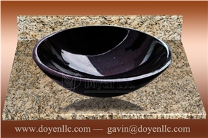 Black Galaxy Round Sinks with Tops 420x140x15, Black Galaxy Granite Sinks
