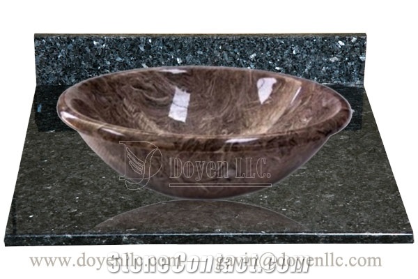 Conch Fossils Marble Bathroom Round Sinks with Vanity Tops 420x140x15