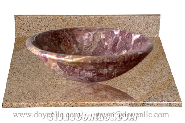 Conch Fossils Marble Bathroom Round Sinks with Vanity Tops 420x140x15