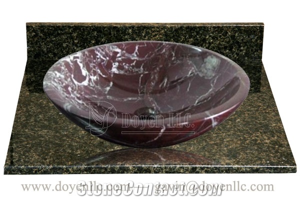 Conch Fossils Marble Bathroom Round Sinks with Vanity Tops 420x140x15