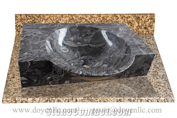 Conch Fossils One Piece Sink 600x450x140