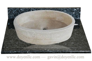 New Cream Marfil Marble Bathroom Oval Vessel Sinks 500x360x140