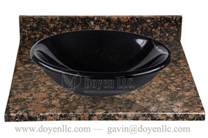 Portor Gold China Marble Round Sinks with Bathroom Blue Pearl Vanity Top 420x140x15