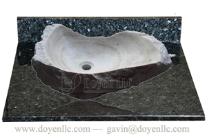 Roman Super White Travertine Bathroom Vessel Sinks with Top 480x350x140