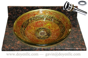 Tan Brown Bathroom Vanity Top with Sinks and Drains Gs-G0434, Tan Brown Granite Bathroom Vanity Tops