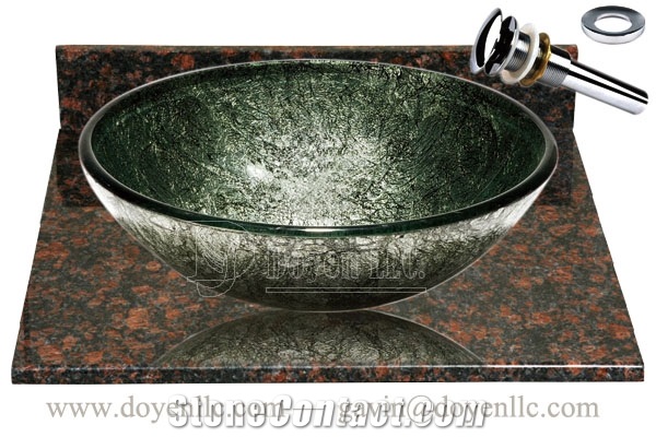Tan Brown Bathroom Vanity Top with Sinks and Drains Gs-H9041, Tan Brown Granite Bathroom Vanity Tops
