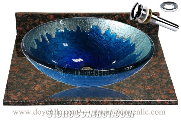 Tan Brown Bathroom Vanity Top with Sinks and Drains Gs-H9041, Tan Brown Granite Bathroom Vanity Tops