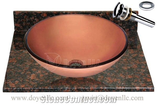 Tan Brown Bathroom Vanity Top with Sinks and Drains Gs-L9119, Tan Brown Granite Bathroom Vanity Tops