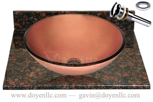 Tan Brown Bathroom Vanity Top with Sinks and Drains Gs-L9119, Tan Brown Granite Bathroom Vanity Tops