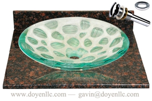 Tan Brown Bathroom Vanity Top with Sinks and Drains Gs-L9119, Tan Brown Granite Bathroom Vanity Tops