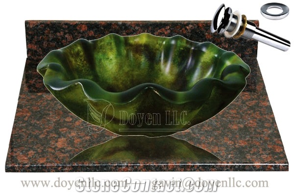 Tan Brown Bathroom Vanity Top with Sinks and Drains Gs-L9119, Tan Brown Granite Bathroom Vanity Tops