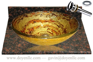 Tan Brown Bathroom Vanity Top with Sinks and Drains Gs-L9119, Tan Brown Granite Bathroom Vanity Tops
