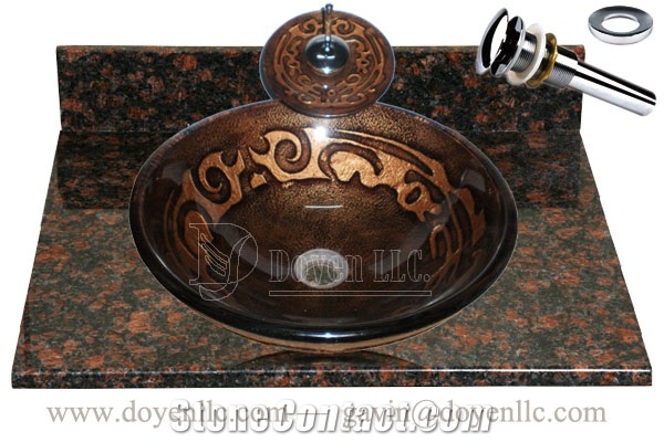 Tan Brown Bathroom Vanity Top with Vessel Bowl Basin Gs-L1070