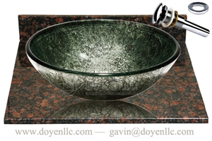 Tan Brown Granite Bathroom Vanity Top with Vessel Bowl- Basin Gs-1080