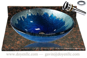 Tan Brown Granite Bathroom Vanity Top with Vessel Bowl Basin Gs-G0438
