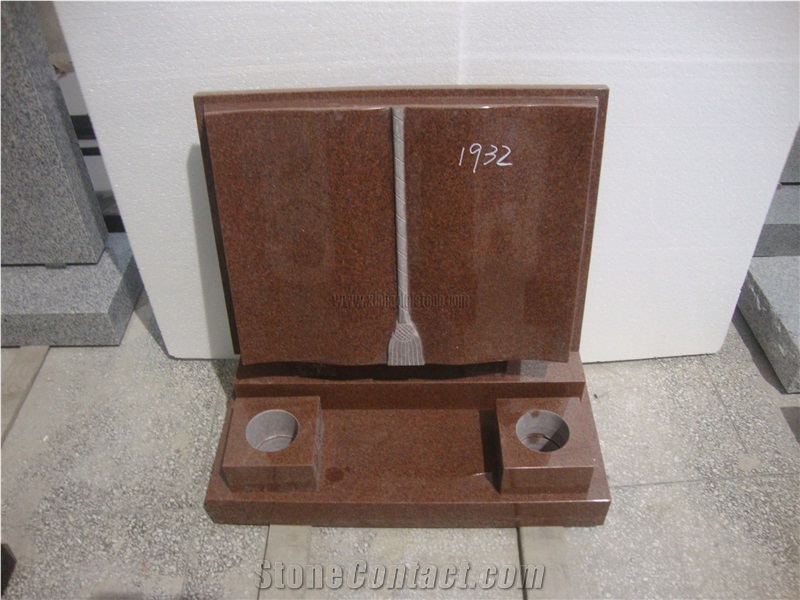 Balmoral Red Granite Tombstone&Monument, Book Shape European Tombstone