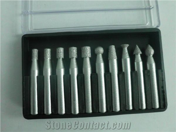 Diamond Brazed Burrs for Carving Stone 8, 10, 20, 50 Pcs a Set