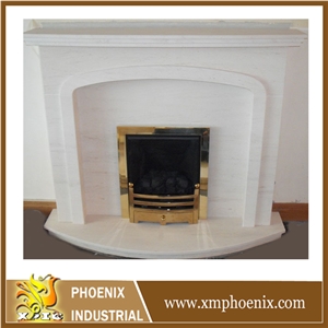 Beige Limestone Fireplace Surround